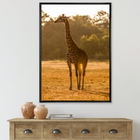 DesignArt 'Африканска жирафа во фармата на животинскиот свет II' врамена платна за печатење на wallидни уметности