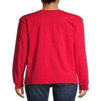 Маручан долг ракав графички пуловер опуштен пакет за маици