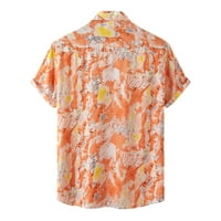пгерауг машки кошули печатена јака за превртување единечни кратки ракави поло маици за мажи портокалова л
