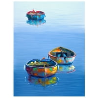 Три чамци сини од Едвард Парк завиткано платно за сликање уметнички печати