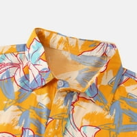 Дозволи со машки кошули,кошули за мажи, Мажи Обични Копчиња Плажа Цветни Печати Пресврт Краток Ракав Кошула Блуза