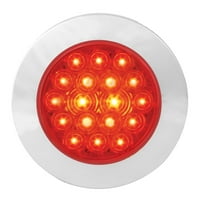 Гранд генерал 4 ”тркалезна прирабница Монтирана црвена LED светло со црвена леќа и хромирана пресврт на рамки
