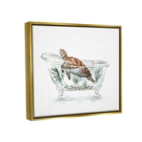 Tuple Turtle Summing Batal Tub Animal & Insects сликање златен пловиј врамен уметнички печатен wallид уметност