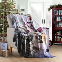 Божиќно празник печатено руно фрлано ќебе, супер меко ќебе за кревет софа