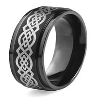Крајбрежен накит црн позлатен не'рѓосувачки челик келтски јазол заболен прстен