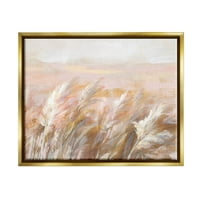 Ступеларска индустрија беж ветре трева трева сликарство металик злато лебдечки врамен платно печатење wallидна уметност, дизајн