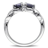 Miaенски Carat Carat T.G.W. Срцето се создаде сино сафир и дијамантски акцент Стерлинг сребрен бесконечен прстен
