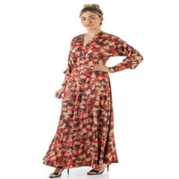 Удобна облека за жени, печати Долман долг ракав проток макси фустан