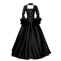 вендунид формален фустан за жени жени гроздобер ретро готски фустан со качулка со долги ракави фустани со долга наметка виолетова