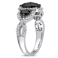 1- Карат Т.В. Црн и бел дијамант 14KT Бело злато прстен за ангажман со три камен