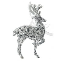 Време на одмор сребрена сјај елен декоративен акцент Божиќен украс