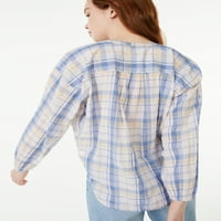 Бесплатно склопување на предната кошула на копчето за жени