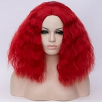 Уникатни поволни цени за човечки перики за коса за жени дама 16 црвено кадрава перика капа меки перики на длабок бран