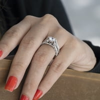 Двабирч Катедрала Филигран Свадба прстен чувар во Стерлинг Сребрена со црно -бели дијаманти