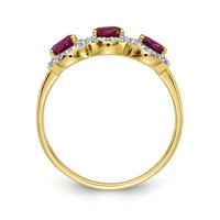 Примарно злато Карат жолто злато композит Руби и дијамантски прстен со 3 камен