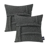 Фантоскоп мека меки меки шерпа серии фрли перница со вметнете декоративна перница за крзно, темно сива, пакет