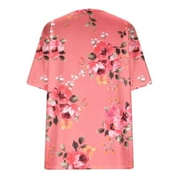 Lulshou Женска Мода Секојдневен Плус Големина Сценско Цвеќе Печатење V - Вратот Маица Блузи