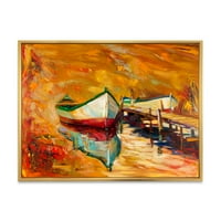 Црвени и бели чамци покрај Пјер, врамено сликарско платно уметничко печатење