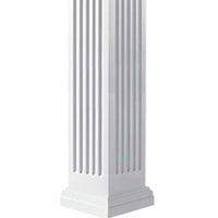 Ekena Millwork 06 W 12'H Craftsman Classic Square Non-Tapered, Fluted Column, Tuscan Capital & Tuscan Base