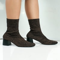 Природна ветре женска затегната чорап плетена висока потпетица во кафеава боја