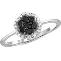 Jewelersclub Стерлинг сребрен карат црно -бел дијамантски прстен за жени